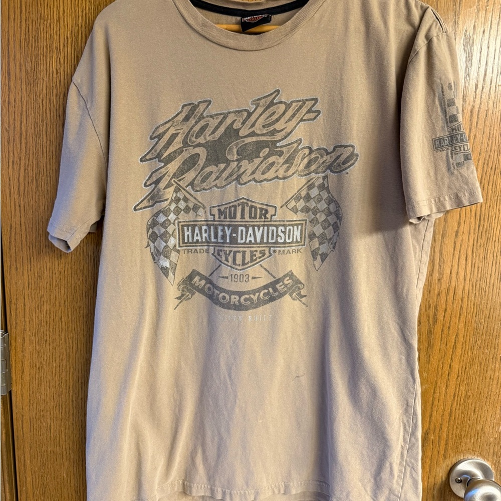 Vintage Harley-Davidson Tan Short Sleeve Tee with Vintage Graphic Large